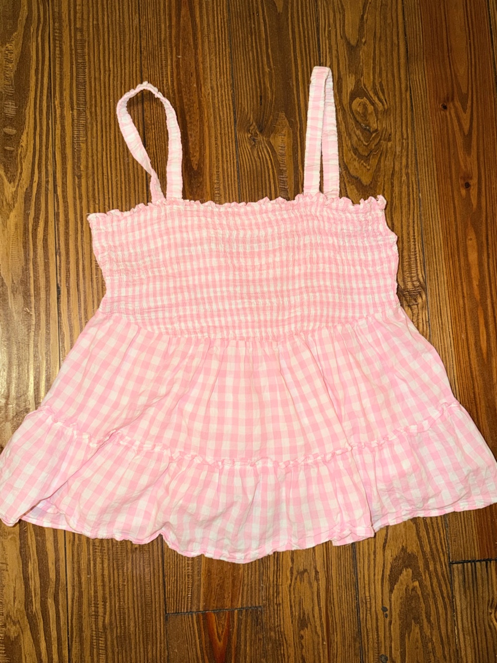 Pink Gingham Smocked Cami Top
